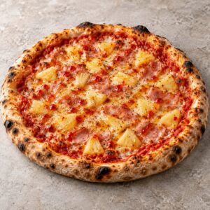 55. Pizza mit Schinken, Ananas, Honig, und süßer Chilisoße