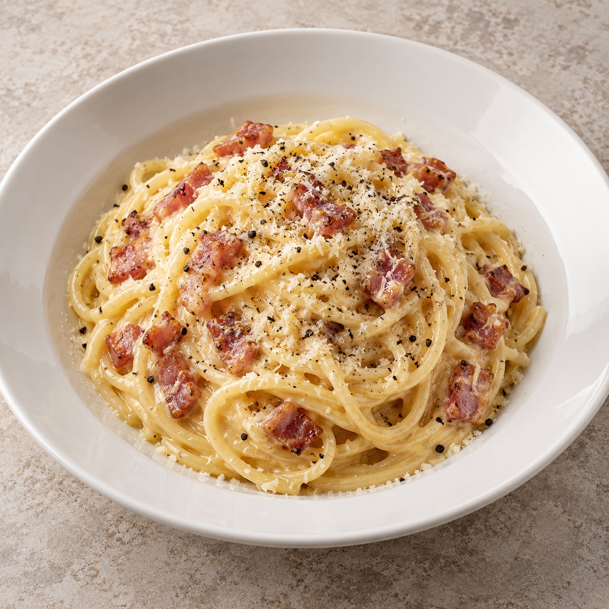 D. Carbonara (Sahne, Schinkenspeck, Hartkäse, Ei)
