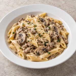 H. Sahnesoße mit Hackfleisch und Champignons