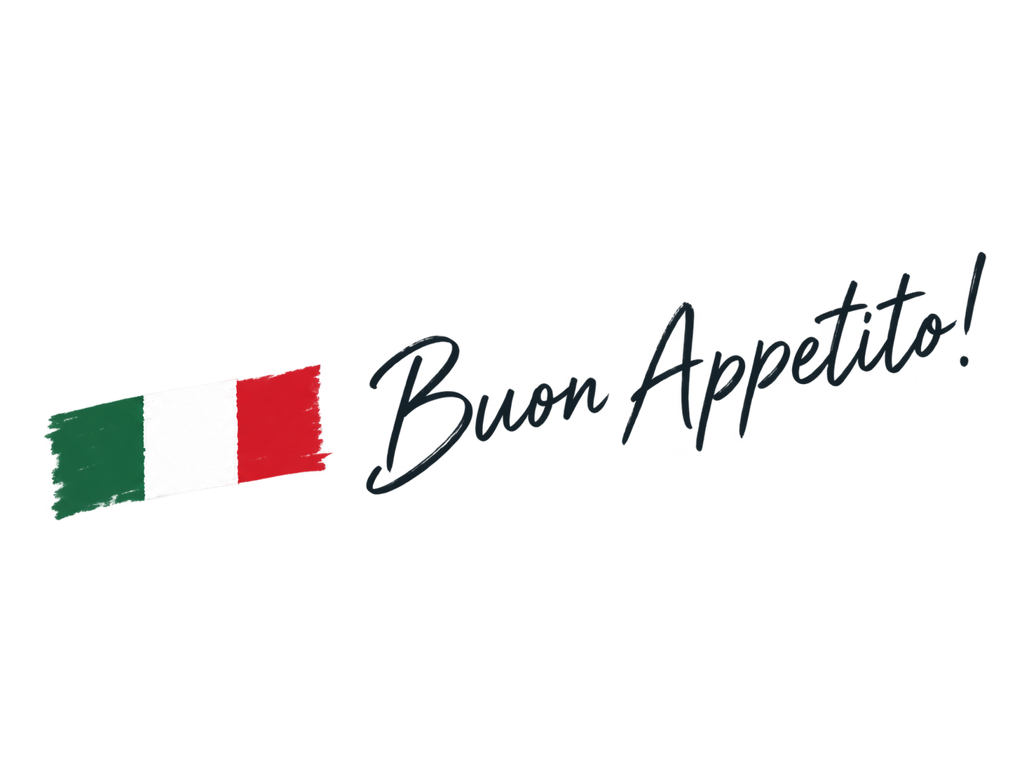 Italienische Flagge und handschriftlicher Gruß „Buon Appetito“.